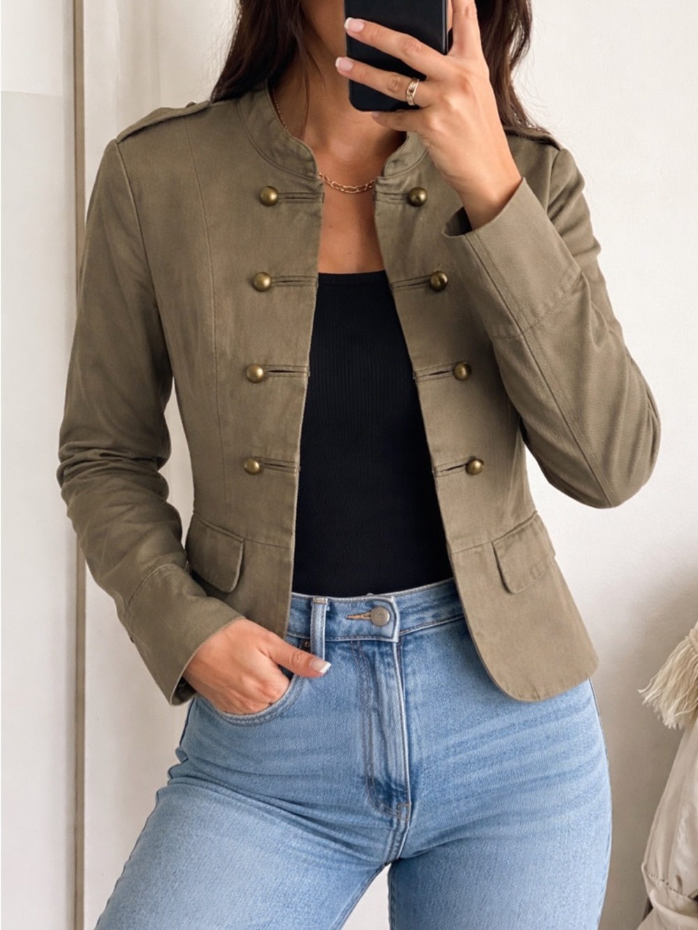 Military-Style Olive Green Women's Jacket